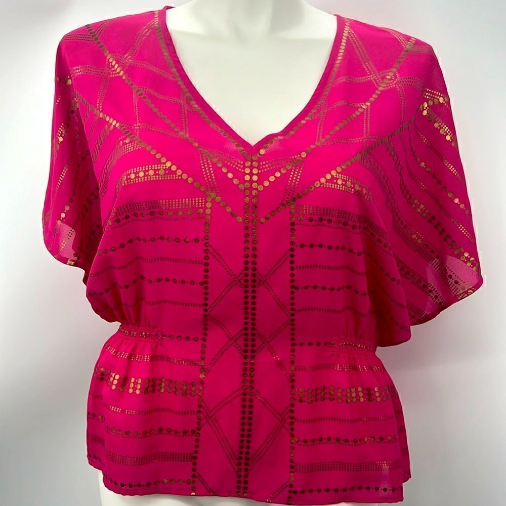 Miss Tina XL raspberry bat wing blouse